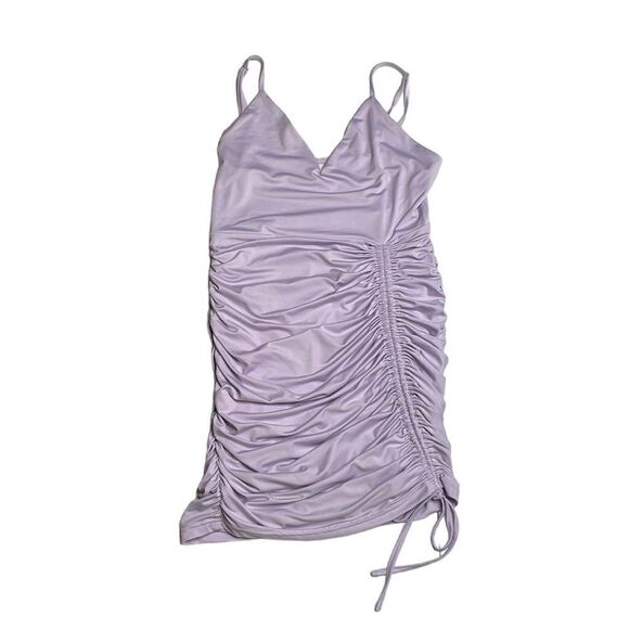 Revolve Lavender Vneck Bodycon Rouched mini dress Medium - Picture 4 of 8